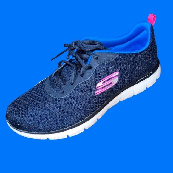 NWOB Women’s Skechers Flex Appeal 2.0 Blue/Pink/White Size 11 - Picture 1 of 7